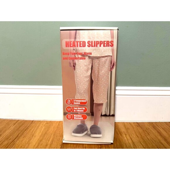 Heated Slippers Foot Warmer w/ 2Pcs, 3 Heat Levels: Women's 7-8, Men's 5-6 - Picture 2 of 3